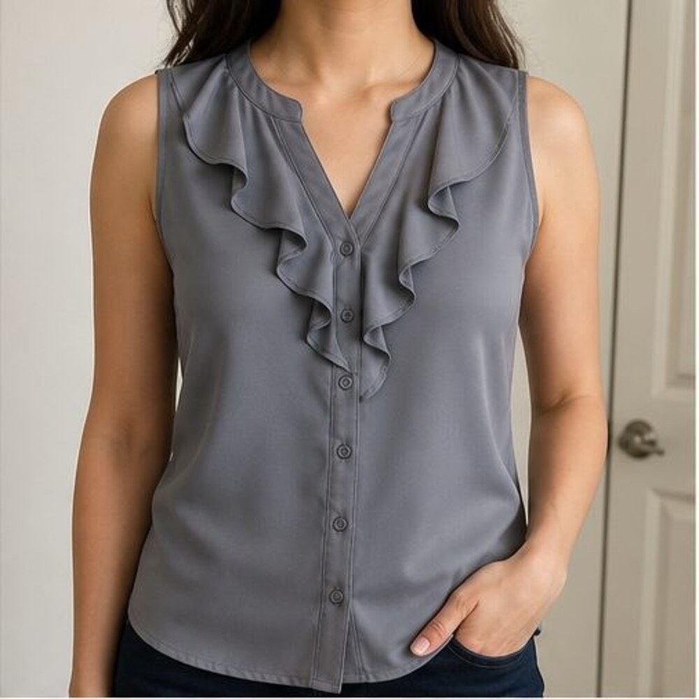 Gray Button Blouse - Picture 2 of 6